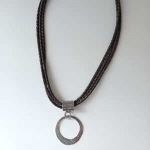 Retired Silpada leather abs sterling silver necklace